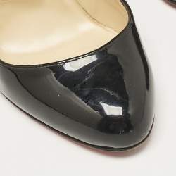 Pre Owned Christian Louboutin Black Patent Leather Wavy Dolly Pumps Size 37.5
