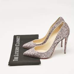 Pre Owned Christian Louboutin Purple Glitter Pigalle Follies Pumps Size 39