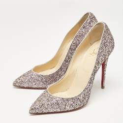 Pre Owned Christian Louboutin Purple Glitter Pigalle Follies Pumps Size 39