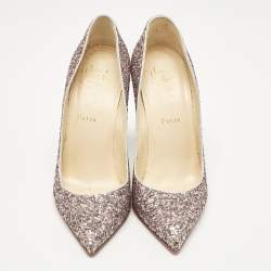 Pre Owned Christian Louboutin Purple Glitter Pigalle Follies Pumps Size 39