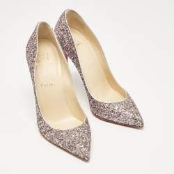 Pre Owned Christian Louboutin Purple Glitter Pigalle Follies Pumps Size 39