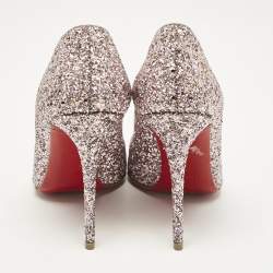 Pre Owned Christian Louboutin Purple Glitter Pigalle Follies Pumps Size 39