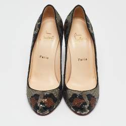 Christian Louboutin Tri-Color Leopard Print Sequins Fifi Pumps Size 38