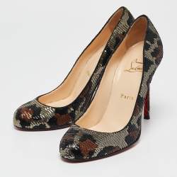 Christian Louboutin Tri-Color Leopard Print Sequins Fifi Pumps Size 38