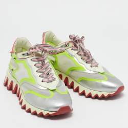 Christian Louboutin Multicolor Leather and Mesh Loubishark Low Top Sneakers Size 40