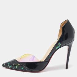 Christian Louboutin Black Patent Leather and PVC Tac Clac Pumps Size 35.5