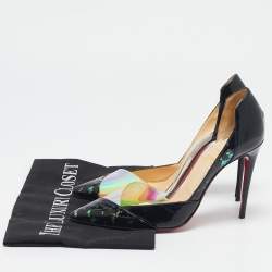 Christian Louboutin Black Patent Leather and PVC Tac Clac Pumps Size 35.5