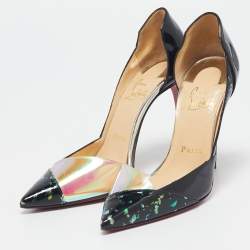 Christian Louboutin Black Patent Leather and PVC Tac Clac Pumps Size 35.5
