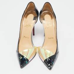 Christian Louboutin Black Patent Leather and PVC Tac Clac Pumps Size 35.5