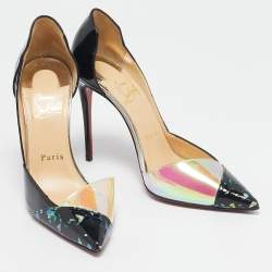 Christian Louboutin Black Patent Leather and PVC Tac Clac Pumps Size 35.5