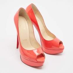 Christian Louboutin Pink Patent Leather Lady Peep Pumps Size 38.5