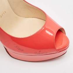 Christian Louboutin Pink Patent Leather Lady Peep Pumps Size 38.5