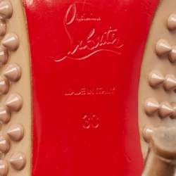 Pre Owned Christian Louboutin Beige Patent Leather Pigalle Spikes Pointed Toe Pumps Size 38