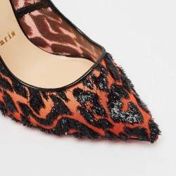 Pre Owned Christian Louboutin Black Mesh and Patent Leather Pumps Size 38