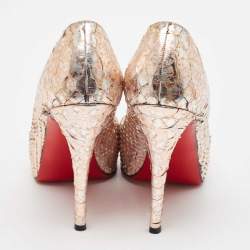 Christian Louboutin Rose Gold/Silver Python Very Prive Pumps Size 37.5