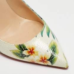 Pre Owned Christian Louboutin Multicolor Floral Printed Leather Pigalle Follies Pumps Size 37