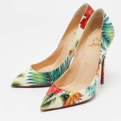 Pre Owned Christian Louboutin Multicolor Floral Printed Leather Pigalle Follies Pumps Size 37