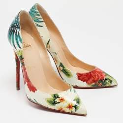 Pre Owned Christian Louboutin Multicolor Floral Printed Leather Pigalle Follies Pumps Size 37