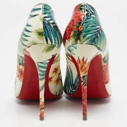Pre Owned Christian Louboutin Multicolor Floral Printed Leather Pigalle Follies Pumps Size 37