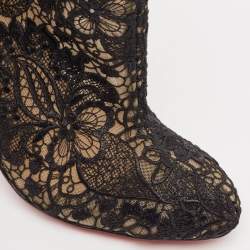 Christian Louboutin Black Lace Miss Tennis Ankle Boots Size 38