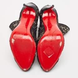 Christian Louboutin Black Lace Miss Tennis Ankle Boots Size 38