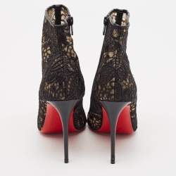 Christian Louboutin Black Lace Miss Tennis Ankle Boots Size 38