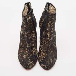 Christian Louboutin Black Lace Miss Tennis Ankle Boots Size 38
