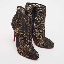 Christian Louboutin Black Lace Miss Tennis Ankle Boots Size 38