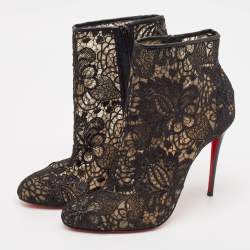 Christian Louboutin Black Lace Miss Tennis Ankle Boots Size 38