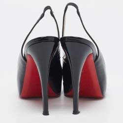 Christian Louboutin Black Patent Private Number Peep Toe Pumps Size 39