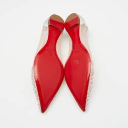 Christian Louboutin Multicolor Lace and Leather Crystal Embellished Ballet Flats Size 38