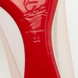Christian Louboutin Multicolor Lace and Leather Crystal Embellished Ballet Flats Size 38