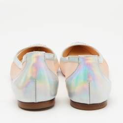 Christian Louboutin Multicolor Lace and Leather Crystal Embellished Ballet Flats Size 38