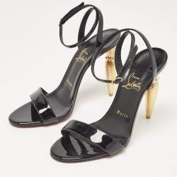 مملوكة مسبقًا Christian Louboutin Black Patent Leather Lip Queen 100  Sandals Size 38.5