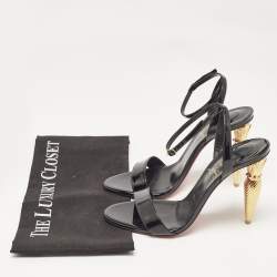 مملوكة مسبقًا Christian Louboutin Black Patent Leather Lip Queen 100  Sandals Size 38.5