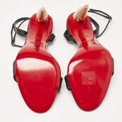 مملوكة مسبقًا Christian Louboutin Black Patent Leather Lip Queen 100  Sandals Size 38.5