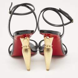 مملوكة مسبقًا Christian Louboutin Black Patent Leather Lip Queen 100  Sandals Size 38.5
