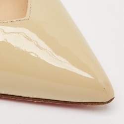 Pre Owned Christian Louboutin Beige/Nude Leather and Patent Leather Dictata Pumps Size 35.5