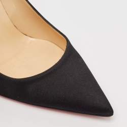 Pre Owned Christian Louboutin Black Satin So Kate Pumps Size 38.5