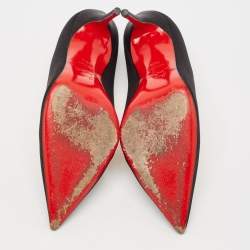 Pre Owned Christian Louboutin Black Satin So Kate Pumps Size 38.5