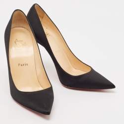 Pre Owned Christian Louboutin Black Satin So Kate Pumps Size 38.5