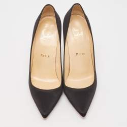 Pre Owned Christian Louboutin Black Satin So Kate Pumps Size 38.5