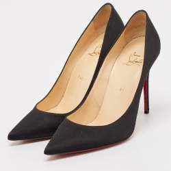 Pre Owned Christian Louboutin Black Satin So Kate Pumps Size 38.5