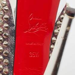 Christian Louboutin Metallic Lurex Fabric Lady Peep Spikes Pumps Size 35.5
