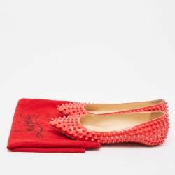 Christian Louboutin Pink Patent Leather Pigalle Spikes Ballet Flats Size 35.5