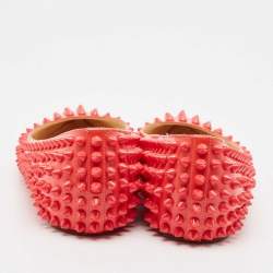 Christian Louboutin Pink Patent Leather Pigalle Spikes Ballet Flats Size 35.5
