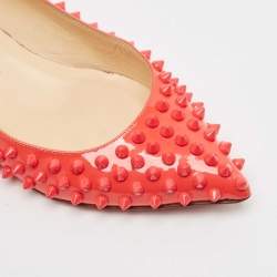 Christian Louboutin Pink Patent Leather Pigalle Spikes Ballet Flats Size 35.5