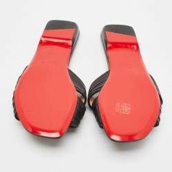 Christian Louboutin Black Leather Nicol Flat Slides Size 39