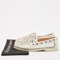 Christian Louboutin White Leather Steckel Loafers Size 38.5