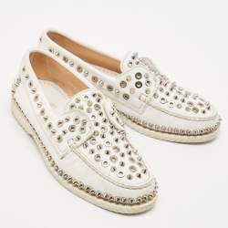 Christian Louboutin White Leather Steckel Loafers Size 38.5
